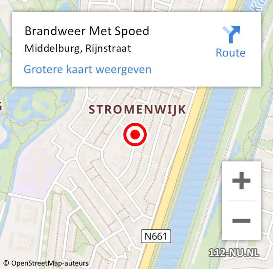 Locatie op kaart van de 112 melding: Brandweer Met Spoed Naar Middelburg, Rijnstraat op 12 september 2019 15:50