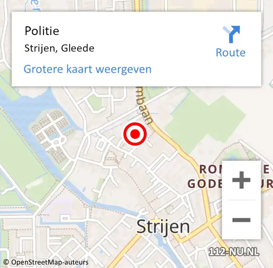Locatie op kaart van de 112 melding: Politie Strijen, Gleede op 12 september 2019 16:00
