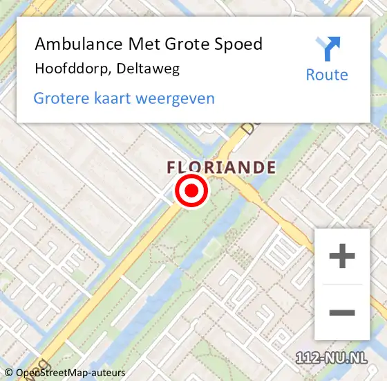 Locatie op kaart van de 112 melding: Ambulance Met Grote Spoed Naar Hoofddorp, Deltaweg op 12 september 2019 16:45