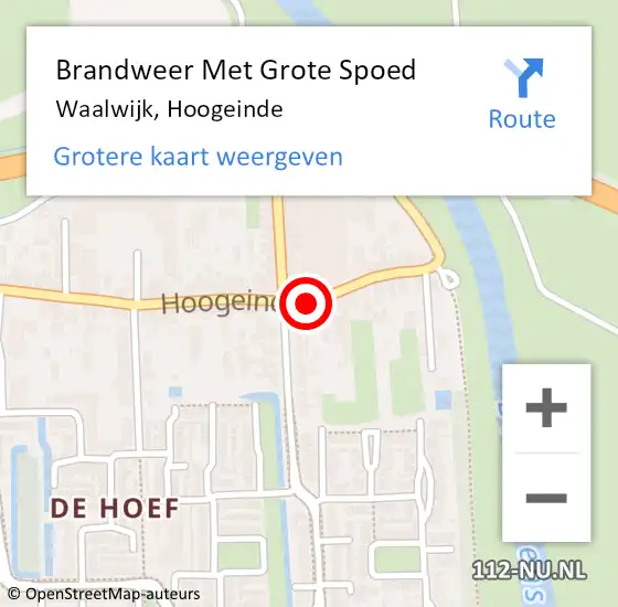 Locatie op kaart van de 112 melding: Brandweer Met Grote Spoed Naar Waalwijk, Hoogeinde op 12 september 2019 17:50