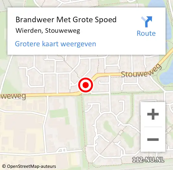 Locatie op kaart van de 112 melding: Brandweer Met Grote Spoed Naar Wierden, Stouweweg op 12 september 2019 17:52