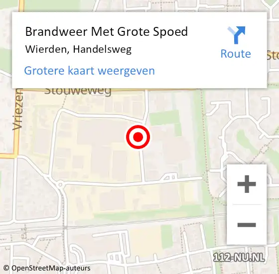 Locatie op kaart van de 112 melding: Brandweer Met Grote Spoed Naar Wierden, Handelsweg op 12 september 2019 17:59
