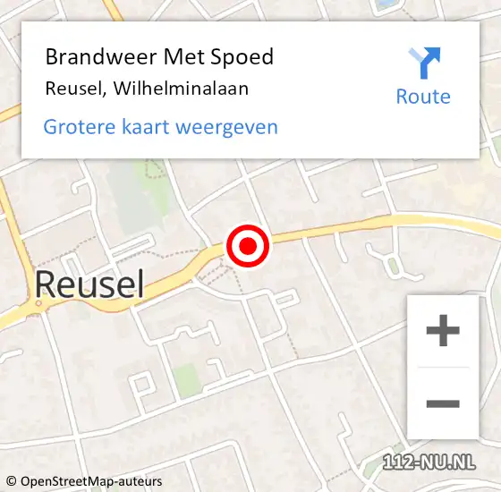 Locatie op kaart van de 112 melding: Brandweer Met Spoed Naar Reusel, Wilhelminalaan op 12 september 2019 20:13