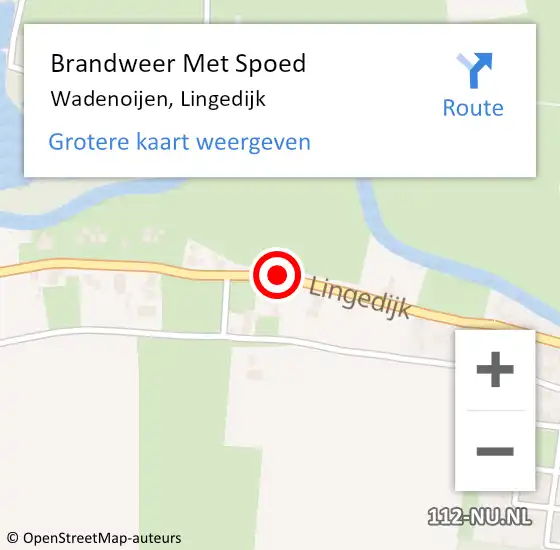 Locatie op kaart van de 112 melding: Brandweer Met Spoed Naar Wadenoijen, Lingedijk op 12 september 2019 20:36