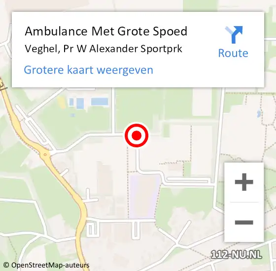 Locatie op kaart van de 112 melding: Ambulance Met Grote Spoed Naar Veghel, Pr W Alexander Sportprk op 12 september 2019 21:35