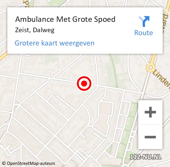Locatie op kaart van de 112 melding: Ambulance Met Grote Spoed Naar Zeist, Dalweg op 12 september 2019 23:07
