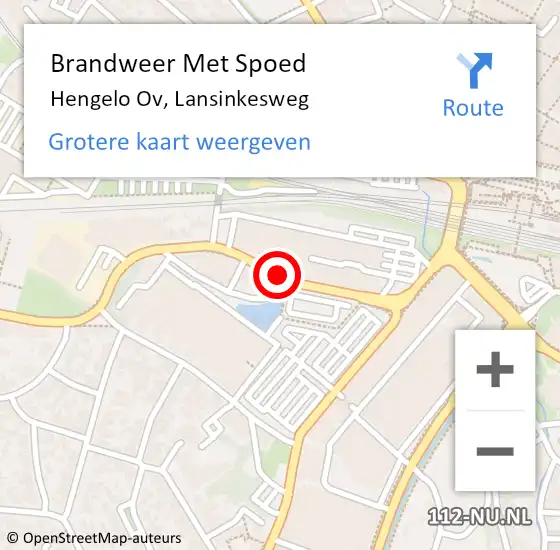 Locatie op kaart van de 112 melding: Brandweer Met Spoed Naar Hengelo Ov, Lansinkesweg op 13 september 2019 01:16