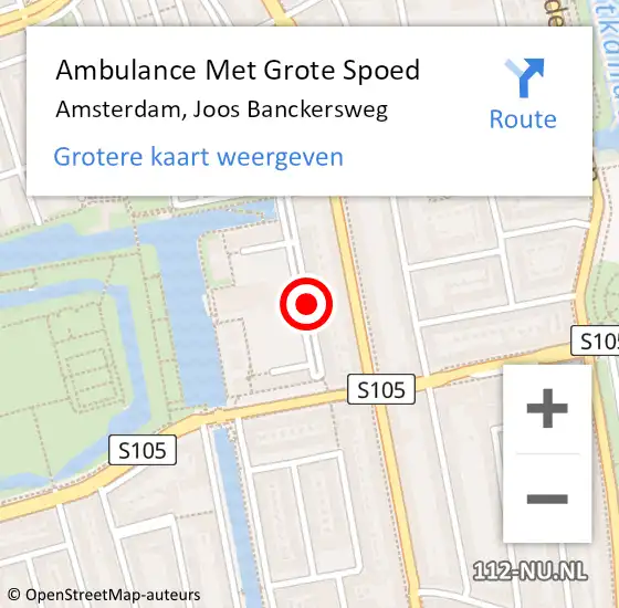 Locatie op kaart van de 112 melding: Ambulance Met Grote Spoed Naar Amsterdam, Joos Banckersweg op 13 september 2019 05:07