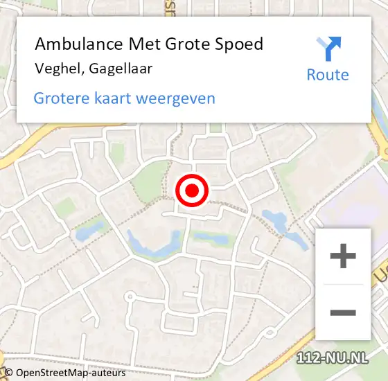 Locatie op kaart van de 112 melding: Ambulance Met Grote Spoed Naar Veghel, Gagellaar op 13 september 2019 06:46
