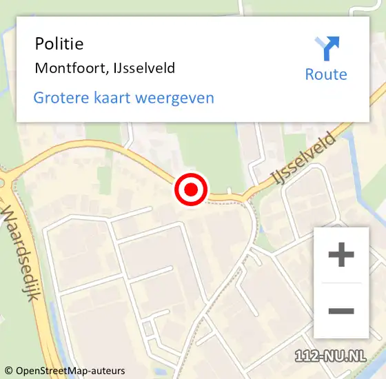 Locatie op kaart van de 112 melding: Politie Montfoort, IJsselveld op 13 september 2019 07:23