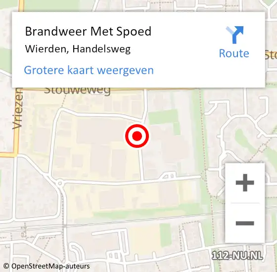 Locatie op kaart van de 112 melding: Brandweer Met Spoed Naar Wierden, Handelsweg op 13 september 2019 09:59