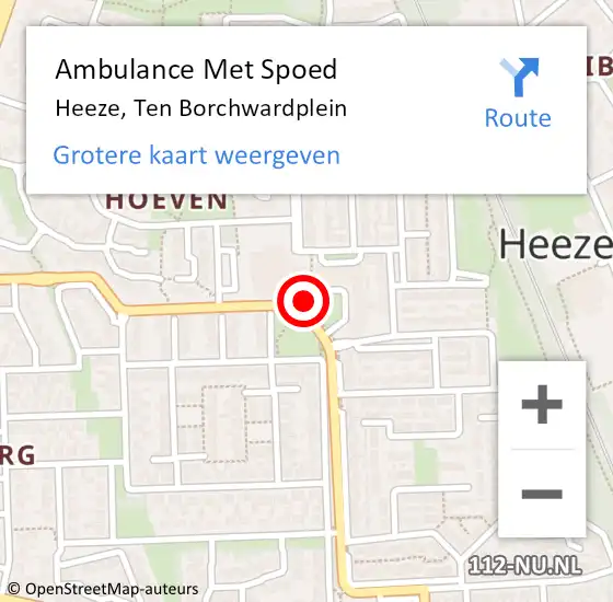 Locatie op kaart van de 112 melding: Ambulance Met Spoed Naar Heeze, Ten Borchwardplein op 13 september 2019 10:05