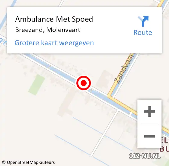 Locatie op kaart van de 112 melding: Ambulance Met Spoed Naar Breezand, Molenvaart op 13 september 2019 10:34