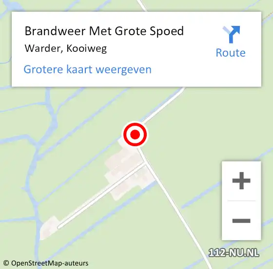 Locatie op kaart van de 112 melding: Brandweer Met Grote Spoed Naar Warder, Kooiweg op 13 september 2019 12:24