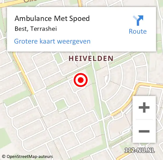 Locatie op kaart van de 112 melding: Ambulance Met Spoed Naar Best, Terrashei op 13 september 2019 12:30