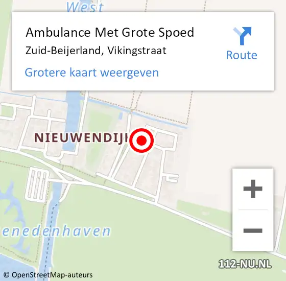 Locatie op kaart van de 112 melding: Ambulance Met Grote Spoed Naar Zuid-Beijerland, Vikingstraat op 13 september 2019 13:48
