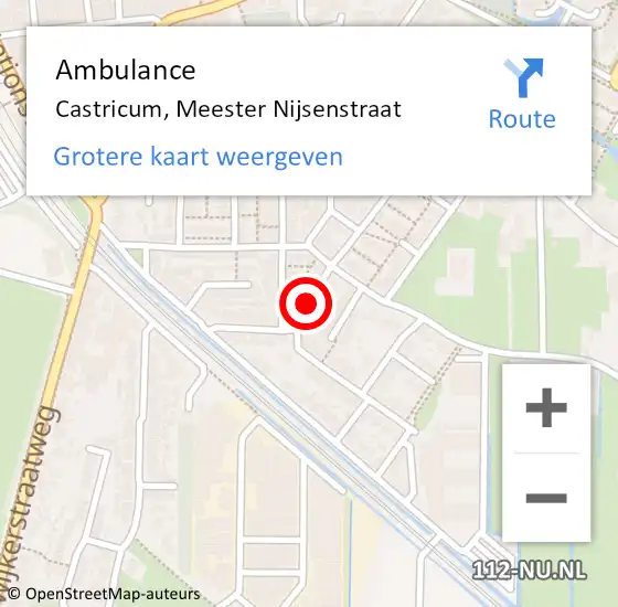 Locatie op kaart van de 112 melding: Ambulance Castricum, Meester Nijsenstraat op 13 september 2019 14:58