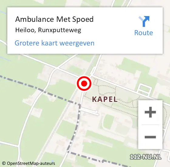 Locatie op kaart van de 112 melding: Ambulance Met Spoed Naar Heiloo, Runxputteweg op 13 september 2019 15:31