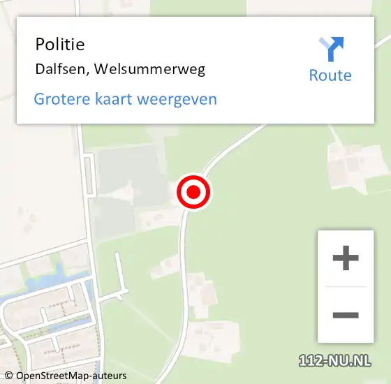 Locatie op kaart van de 112 melding: Politie Dalfsen, Welsummerweg op 13 september 2019 16:50