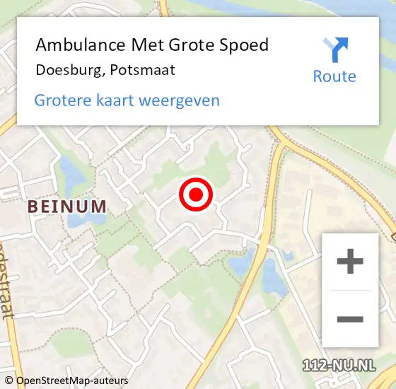 Locatie op kaart van de 112 melding: Ambulance Met Grote Spoed Naar Doesburg, Potsmaat op 13 september 2019 18:36