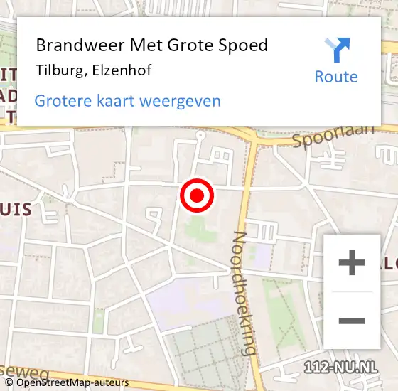 Locatie op kaart van de 112 melding: Brandweer Met Grote Spoed Naar Tilburg, Elzenhof op 13 september 2019 18:54