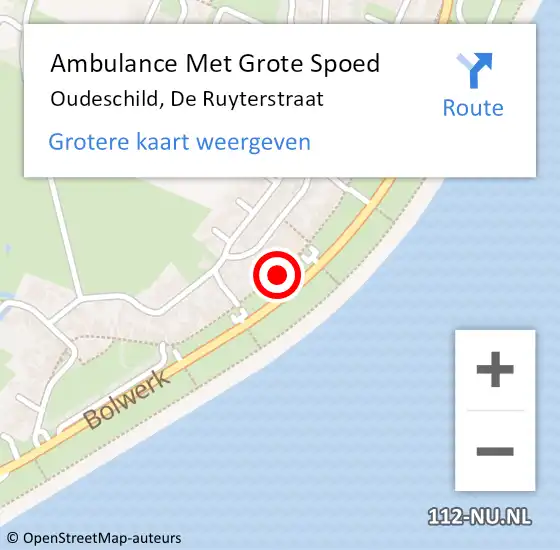 Locatie op kaart van de 112 melding: Ambulance Met Grote Spoed Naar Oudeschild, De Ruyterstraat op 13 september 2019 19:16