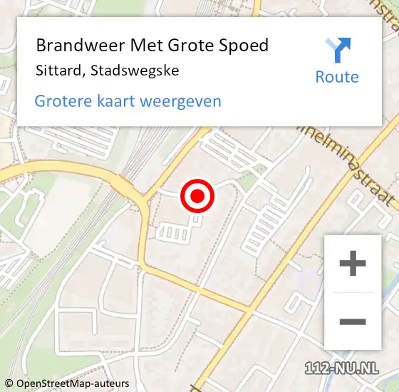 Locatie op kaart van de 112 melding: Brandweer Met Grote Spoed Naar Sittard, Stadswegske op 13 september 2019 20:00