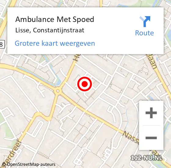 Locatie op kaart van de 112 melding: Ambulance Met Spoed Naar Lisse, Constantijnstraat op 13 september 2019 20:54