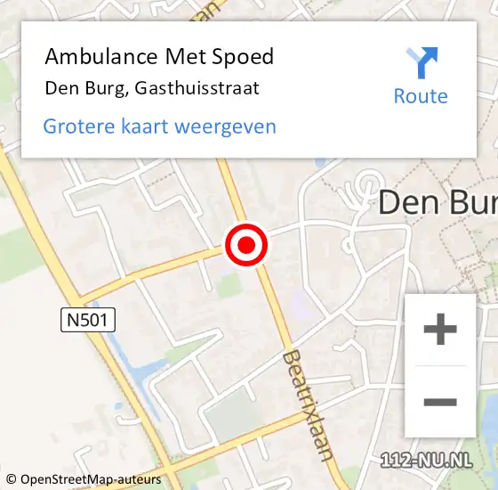 Locatie op kaart van de 112 melding: Ambulance Met Spoed Naar Den Burg, Gasthuisstraat op 13 september 2019 21:31