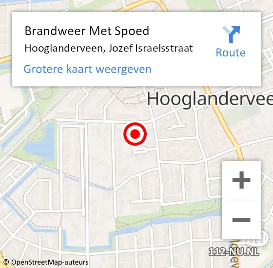 Locatie op kaart van de 112 melding: Brandweer Met Spoed Naar Hooglanderveen, Jozef Israelsstraat op 13 september 2019 23:26