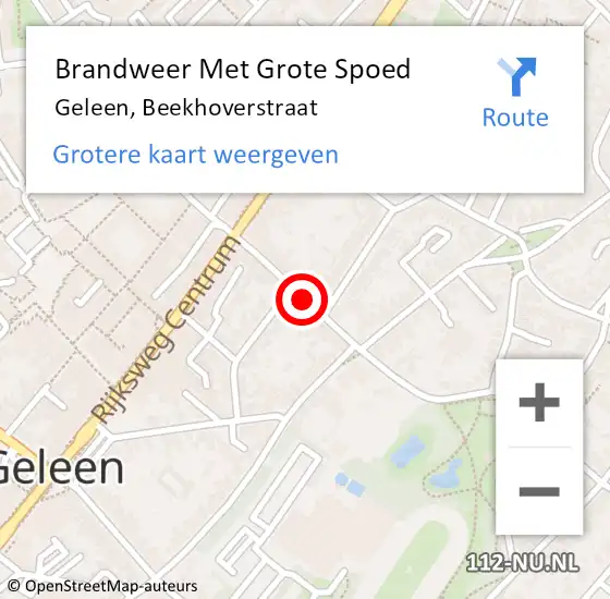 Locatie op kaart van de 112 melding: Brandweer Met Grote Spoed Naar Geleen, Beekhoverstraat op 14 september 2019 03:00