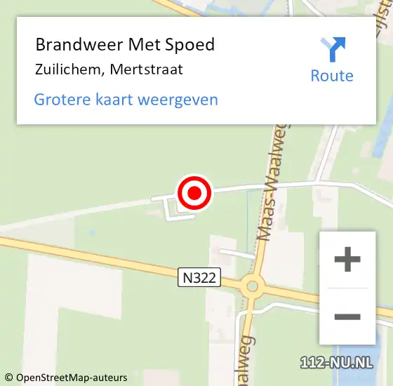 Locatie op kaart van de 112 melding: Brandweer Met Spoed Naar Zuilichem, Mertstraat op 14 september 2019 07:09