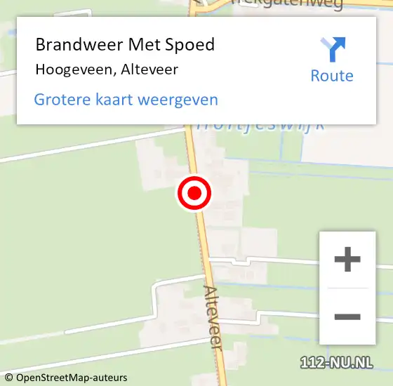 Locatie op kaart van de 112 melding: Brandweer Met Spoed Naar Hoogeveen, Alteveer op 14 september 2019 09:29