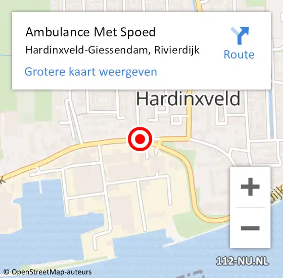 Locatie op kaart van de 112 melding: Ambulance Met Spoed Naar Hardinxveld-Giessendam, Rivierdijk op 14 september 2019 12:58