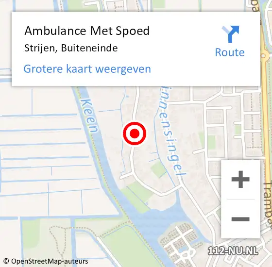Locatie op kaart van de 112 melding: Ambulance Met Spoed Naar Strijen, Buiteneinde op 14 september 2019 13:06