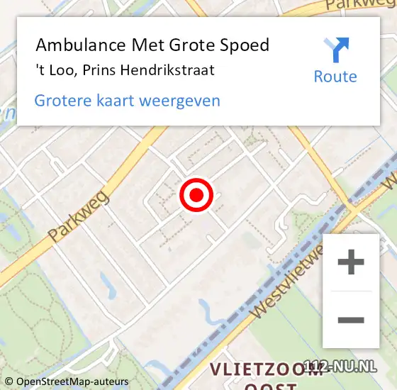 Locatie op kaart van de 112 melding: Ambulance Met Grote Spoed Naar 't Loo, Prins Hendrikstraat op 14 september 2019 13:48