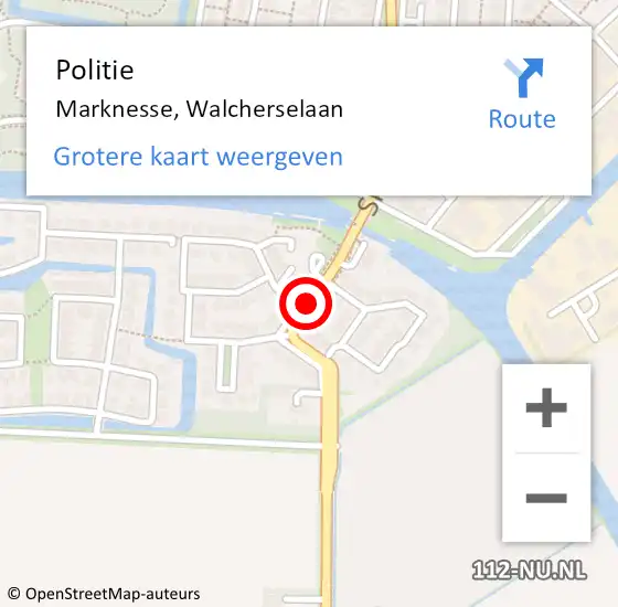Locatie op kaart van de 112 melding: Politie Marknesse, Walcherselaan op 14 september 2019 14:07