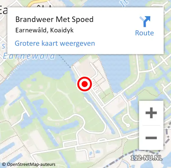 Locatie op kaart van de 112 melding: Brandweer Met Spoed Naar Earnewâld, Koaidyk op 14 september 2019 14:14
