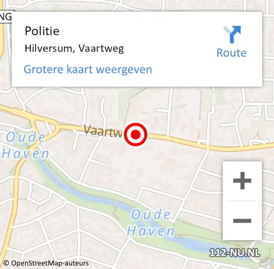 Locatie op kaart van de 112 melding: Politie Hilversum, Vaartweg op 14 september 2019 14:43
