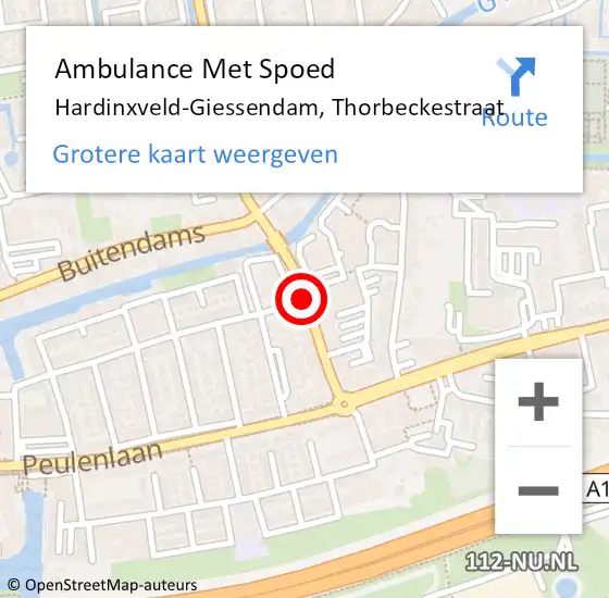 Locatie op kaart van de 112 melding: Ambulance Met Spoed Naar Hardinxveld-Giessendam, Thorbeckestraat op 14 september 2019 15:15