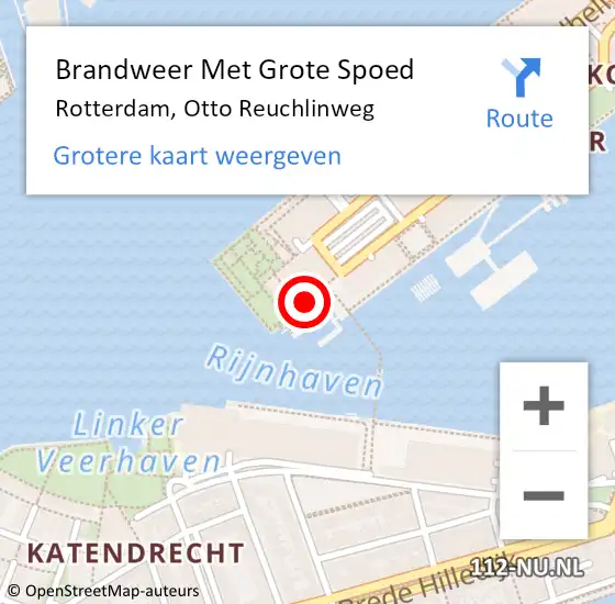 Locatie op kaart van de 112 melding: Brandweer Met Grote Spoed Naar Rotterdam, Otto Reuchlinweg op 14 september 2019 16:03
