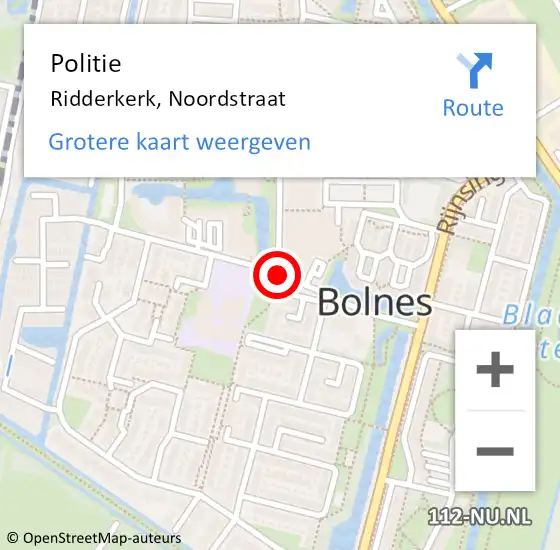 Locatie op kaart van de 112 melding: Politie Ridderkerk, Noordstraat op 14 september 2019 16:55