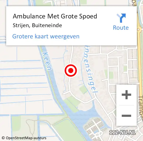 Locatie op kaart van de 112 melding: Ambulance Met Grote Spoed Naar Strijen, Buiteneinde op 14 september 2019 18:08