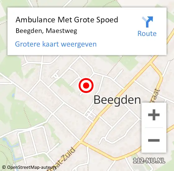 Locatie op kaart van de 112 melding: Ambulance Met Grote Spoed Naar Beegden, Maestweg op 14 september 2019 18:22