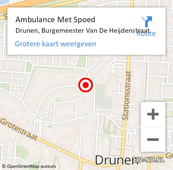 Locatie op kaart van de 112 melding: Ambulance Met Spoed Naar Drunen, Burgemeester Van De Heijdenstraat op 14 september 2019 18:34