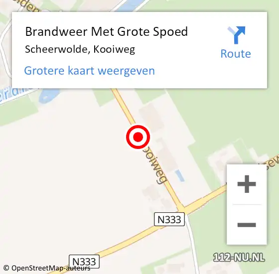 Locatie op kaart van de 112 melding: Brandweer Met Grote Spoed Naar Scheerwolde, Kooiweg op 14 september 2019 18:45