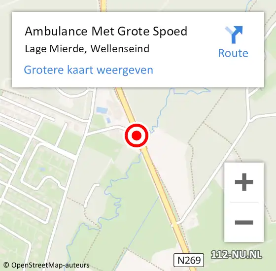 Locatie op kaart van de 112 melding: Ambulance Met Grote Spoed Naar Lage Mierde, Wellenseind op 14 september 2019 19:01