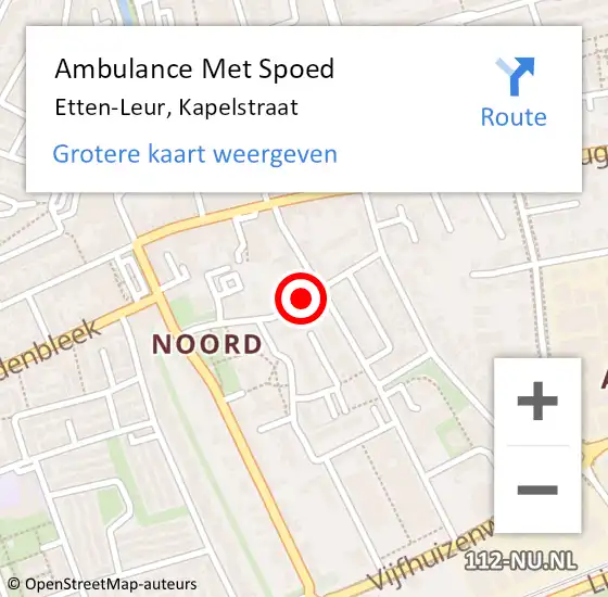 Locatie op kaart van de 112 melding: Ambulance Met Spoed Naar Etten-Leur, Kapelstraat op 14 september 2019 19:39