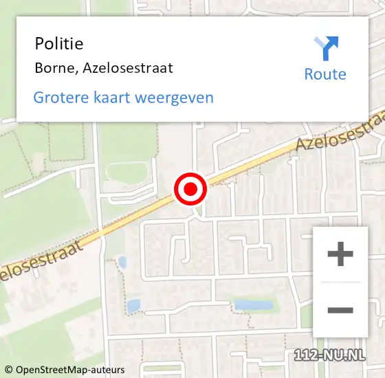 Locatie op kaart van de 112 melding: Politie Borne, Azelosestraat op 14 september 2019 22:40