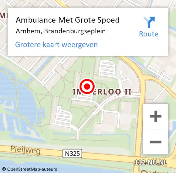 Locatie op kaart van de 112 melding: Ambulance Met Grote Spoed Naar Arnhem, Brandenburgseplein op 14 september 2019 23:27